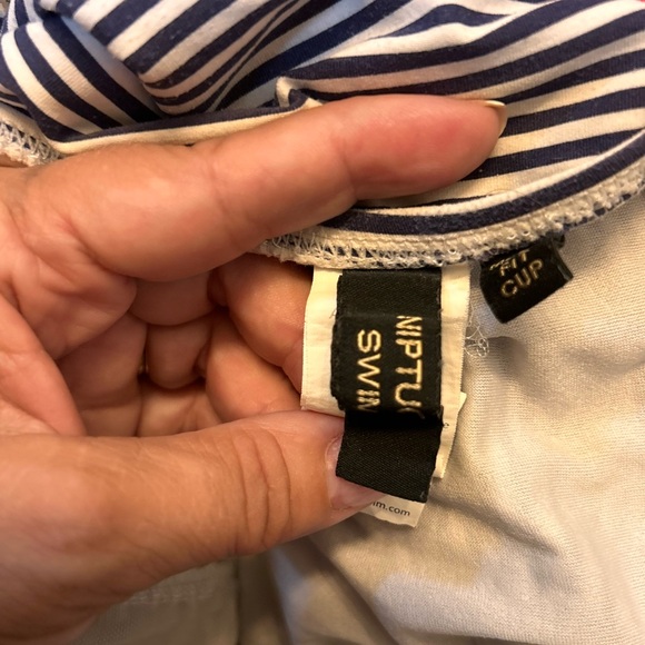 NipTuck Striped navy white Swimsuit size 12 - Picture 5 of 6